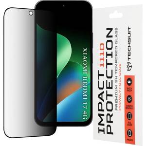 Techsuit Поверителен стъклен протектор Techsuit - 111D Privacy Full Glue - Xiaomi Redmi 17 4G / Redmi 17 5G - Черен (KF2368094)