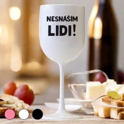 Ahome Sklenice na víno plastová Nesnáším lidi bílá 420 ml
