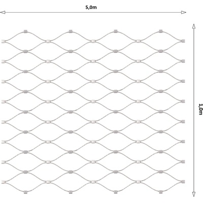 Lanková sieť, 1 x 5 m, oko 60 x 104 mm, ø 1,5 mm, AISI 316