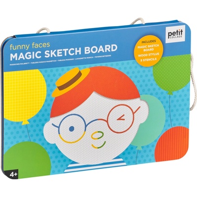 Petit Collage Magnetická kreslící tabulka Vtipné obličeje