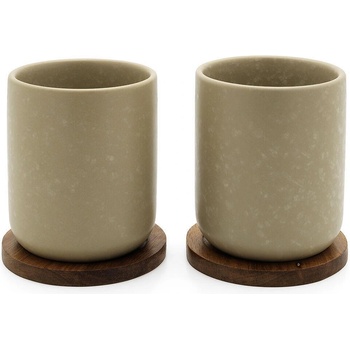 Bredemeijer group (Нидерландия) Комплект от 2 бр. керамични чаши за чай bredemeijer umea с бамбукови подложки - сиви (br 142025)