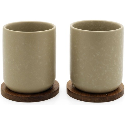 Bredemeijer group (Нидерландия) Комплект от 2 бр. керамични чаши за чай bredemeijer umea с бамбукови подложки - сиви (br 142025)