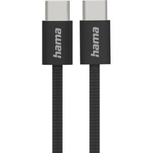 Hama Кабел за зареждане "Fabric", USB-C - USB-C, 1 m, Nylon, черен (195002) - tehnik