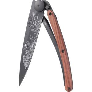 DEEJO 1gb174 tattoo black / Ултралеко джобно ножче с дръжка от екзотично коралово дърво (1gb174)