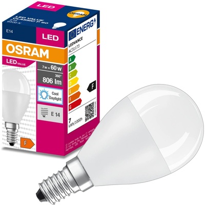 Osram LED žiarovka E14 P45 8W = 60W 806lm 6500K Cold Value