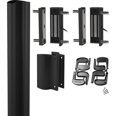 LOCINOX N LINE MAG KIT 3000 C - sada přídržných elektromagnetů, dorazové lišty a madla, pro křídlové branky, černá