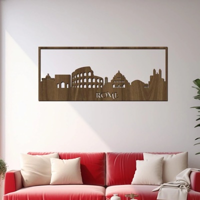 Dřevěná dekorace na zeď ŘÍM Rozměry (cm): 40x11, Zvolte barvu dekoru: Ořech
