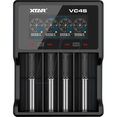 XTAR Зарядно у-во XTAR VC4SL, 4 гнезда, LCD дисплей, USB, LiIon & NIMH, 18650, CR123, AA, AAA (B-XTAR-C-VC4SL)