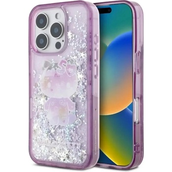 Hello kitty Калъф Hello Kitty Liquid Glitter 50th Anniversary Party iPhone 16 Pro Max - лилав (3666339337414)
