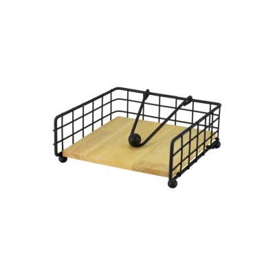 Horecano - Салфетник хоризонтален метал/дърво 15x15xh7см черен OLD SCHOOL-(HC-981664) (232017) (01981664)