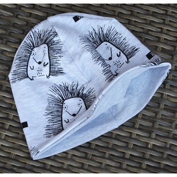 Doble čepice Ježci/šedý úplet