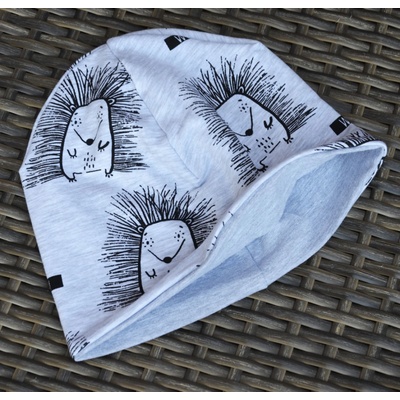 Doble čepice Ježci/šedý úplet