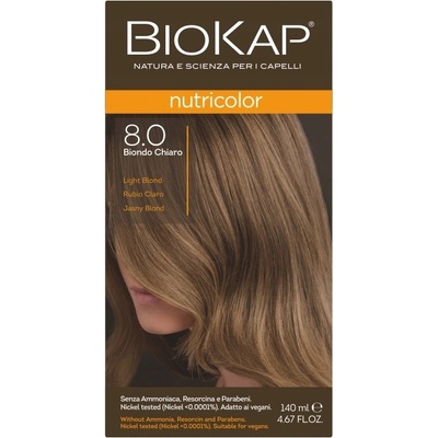 Biokap Nutricolor barva na vlasy 8.0 světle blond 140 ml