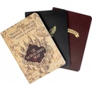 CurePink Set 3 poznámkových bloků A6 Harry Potter Ikony & Mapy 10,5 x 14,8 cm SLHP472