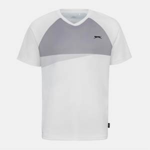 Slazenger Мъжка тениска Slazenger Tennis T Shirt Mens - White/Grey