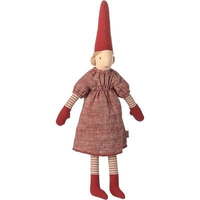 Maileg Vánoční skřítek Pixy Red Dress Size 2 – Girl, červená barva, textil