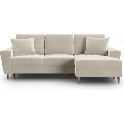 Cosmopolitan Design Бежов кадифен разтегателен ъглов диван с място за съхранение (десен ъгъл) Kyoto - Cosmopolitan Design (COS_RCF_2_F2_KYOTO1)