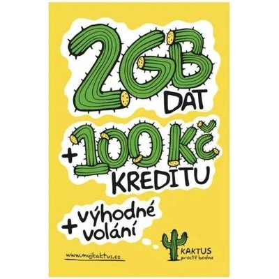 Sim karta KAKTUS (T-Mobile) - kredit 100Kč / 2GB dat