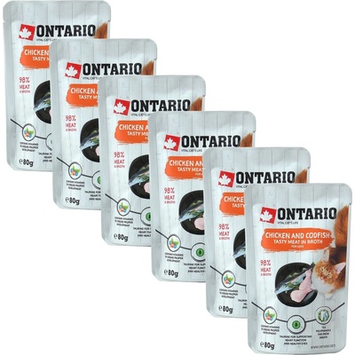 ONTARIO Онтарио Кот пиле и полок 6 x 80 г