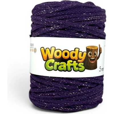 Woody 5 mm - Vánoční fialová se zlatou nitkou