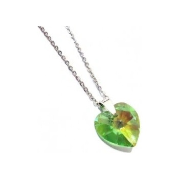 For You Náhrdelník Swarovski elements srdce zelené 14519