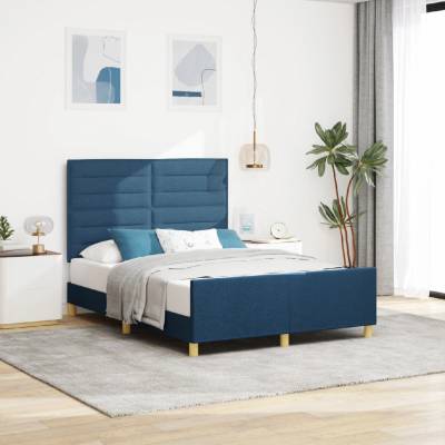 vidaXL Rám postele Modrá Textil