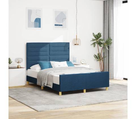 vidaXL Rám postele Modrá Textil