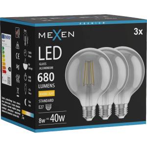 Mexen Vintis 3x LED крушка с нажежаема жичка E27, G95, 8W, Топла - 2700K, 680 lm, опушена (L157-E27-0827-70x03)