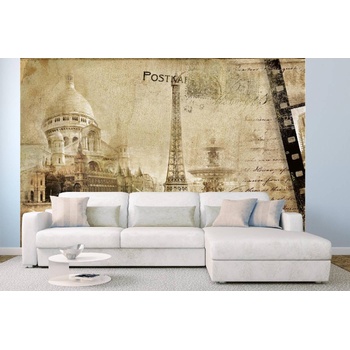 DIMEX ART s. r. o Самозалепваща се флизелинова фототапета ретро картичка от париж 375 x 250 см