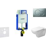 Geberit Kombifix - Модул за висяща тоалетна с бутон Sigma01, матов хром + Duravit D-Code - тоалетна и седалка, без ръб, SoftClose 110.302. 00.5 NH3 (110.302.00.5 NH3)