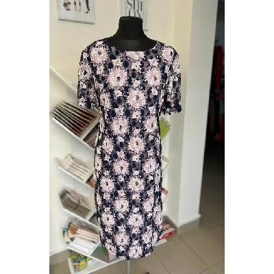 BEST Dámské krajkové pouzdrové šaty Melissa Modrá Vzor Květinový JK140