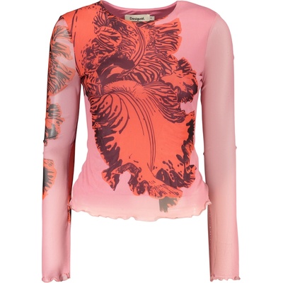 DESIGUAL Štýlové Dámske Tričko s dlhým rukávom Ružová