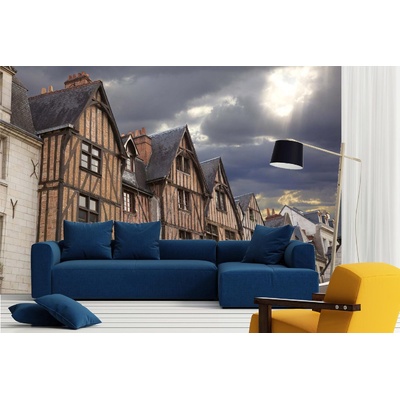 DIMEX ART Самозалепваща се флизелинова фототапета дървени къщи 375 x 250 см