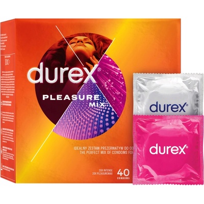 Durex Pleasure Mix 2 druhy žebrované s výstupky 40 ks