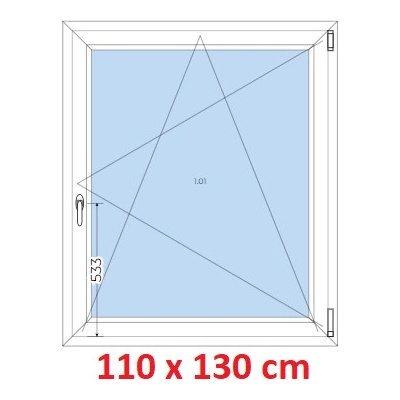 Soft Plastové okno 1100 x 1300 mm otevíravé a sklopné Dub bahenní