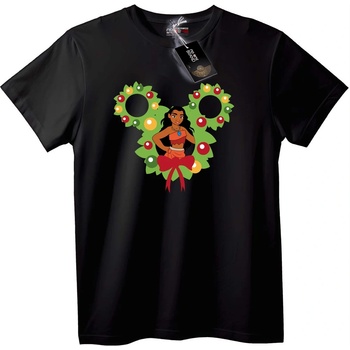 NOONEBRAND Тениска Коледен Венец с Покахонтас - 2XL, Black