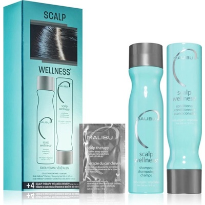 Malibu C Scalp Wellness Malibu C Scalp Wellness hydratačný šampón pre zdravú pokožku hlavy 266 ml + Malibu C Scalp Wellness kondicionér pre citlivú pokožku hlavy 266 ml + Malibu C Wellness Hair Remedy