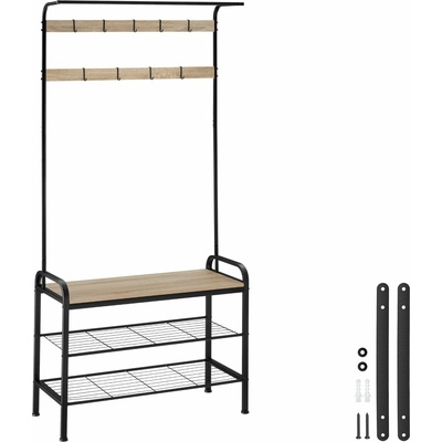 tectake 404534 věšák s botníkem 735x36x184cmindustrial světlé dřevo dub sonoma