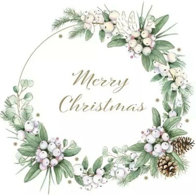 MAKI SLGW 027901 Elegant Mistletoe Wreath servítky 33x33cm 3V 20ks