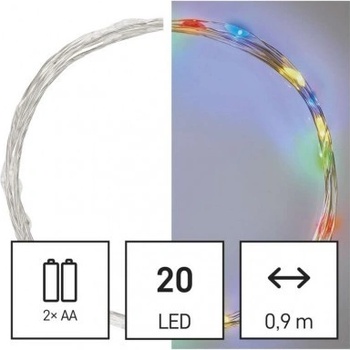 EMOS Lighting D3AM04 LED vánoční nano řetěz 1,9 m 2x AA vnitřní multicolor časovač