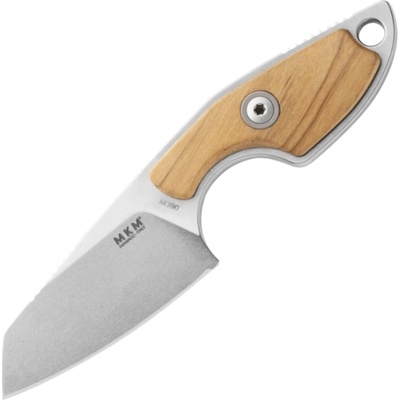 MKM MIKRO 2 – M390 SATIN SHEEPSFOOT Fixed bld, OLIVE WOOD hdl, +POCKET LEATHER SHEATH MK MR02-O