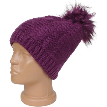 Лилава дамска шапка в лилаво с помпон