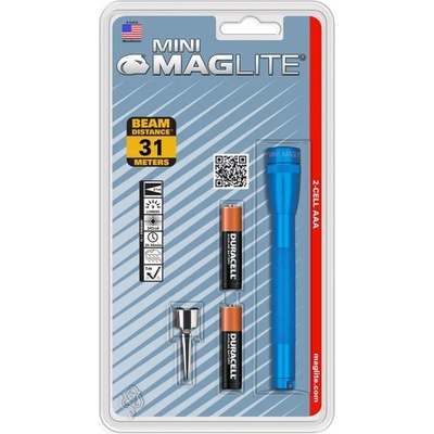 Maglite Фенер Mini MAGLITE M3A116U, 2 батерии AAA, 9 lm, водоустойчивост, син (M3A116U)