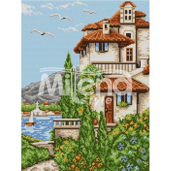 Image 1 of Milena Style Къща край морето - гоблен с щампа без конци