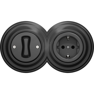 Kliklap Kliklap-Retro еднополюсен ключ № 1 и SCHUKO контакт 230V с рамка в цвят антрацит (KA0044E)