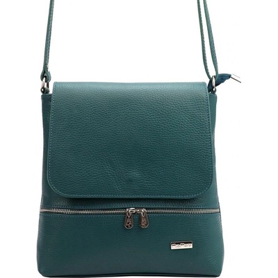 MiaMore kožená dámská crossbody kabelka petrolejová modro-zelená