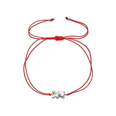 Pavona Kabbalah náramek se stříbrným medvídkem 13046.3 červený