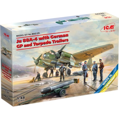 ICM Ju 88A-4 with German Ground Personnel and Torpedo Trailers 1:48