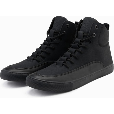 Ombre Men's ankle sneakers shoes with decorative tabs black čierna