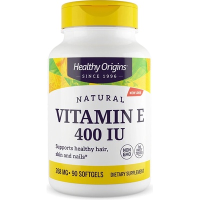 Healthy Origins Витамин Е - Здрава сърдечно-съдова система, кожа и коса, 400 IU / 268 mg, 90 софтгел капсули (15144 HO)